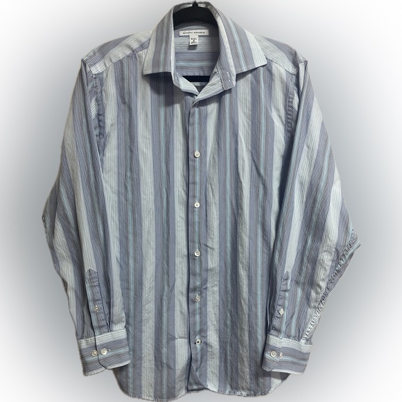 Banana Republic Men’s BU LS Stripe Blue White Dress Shirt Size Small 14-14 1/2 - Picture 1 of 4